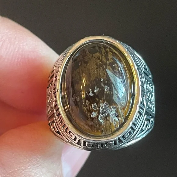 Tigers eye stone silver ring size 9 - Picture 7 of 9